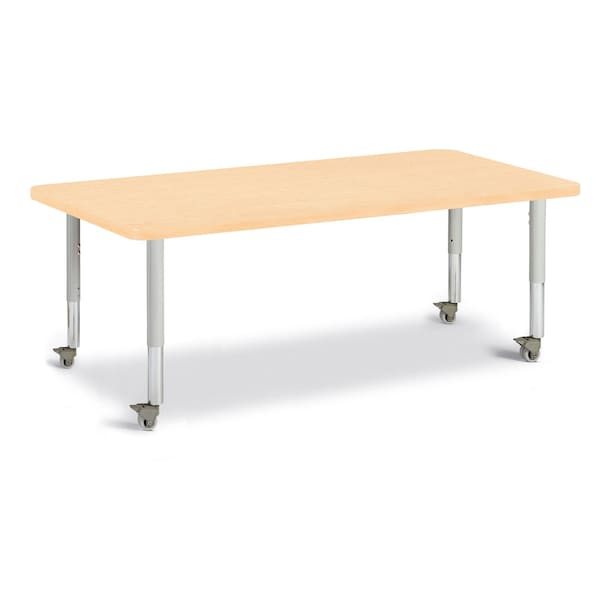 Berries Rectangle Activity Table, 30 in. x 60 in., Mobile, Maple/Maple/Gray